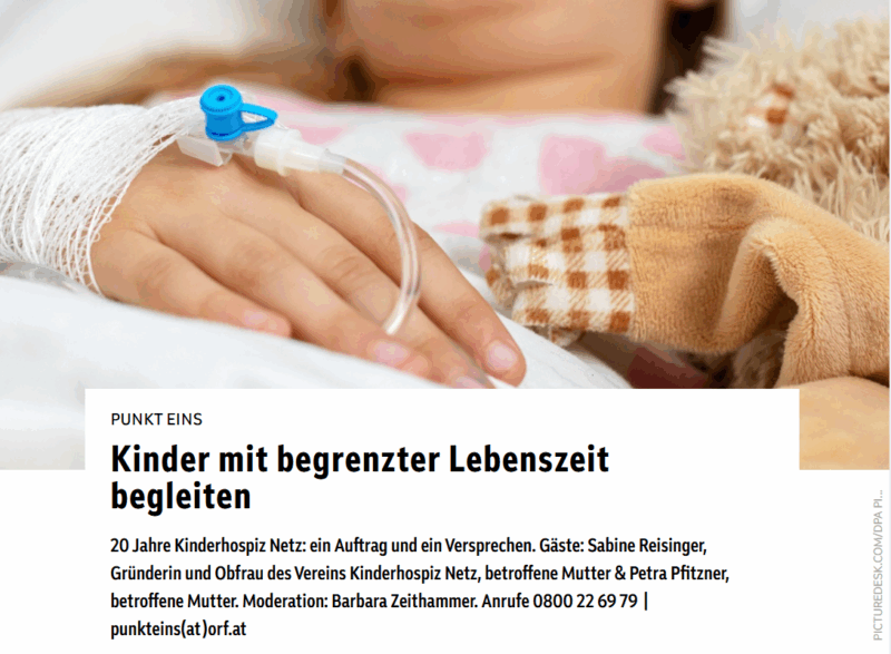 Ausschnitt des ORF Website, die den Radiobeitrag ankündigt