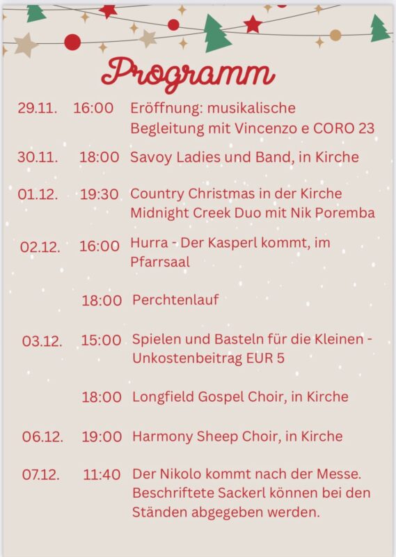 Programm Adventmarkt